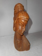 Japanese Balinese Indonesian Hand Carved Solid Wood Bust Lady Figure 9&quot; - £34.73 GBP