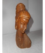 Japanese Balinese Indonesian Hand Carved Solid Wood Bust Lady Figure 9&quot; - £34.81 GBP