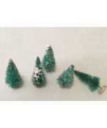 Vintage bottle brush flocked miniature Christmas tree lot MCM holiday decor - $27.16 CAD