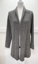 J. Jill Knit Cardigan Sz Medium Wool/Cashmere Gray Long Open Sweater Rolled Hem - £23.43 GBP