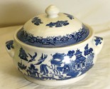 Churchill Willow Blue England Round Covered Vegetable Bowl Georgian Shape - $84.15
