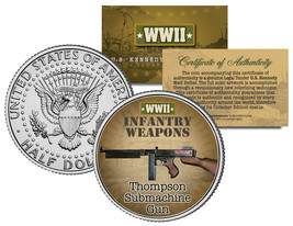 THOMPSON SUBMACHINE GUN * WWII Infantry Weapons * JFK Half Dollar U.S. Coin - £6.78 GBP