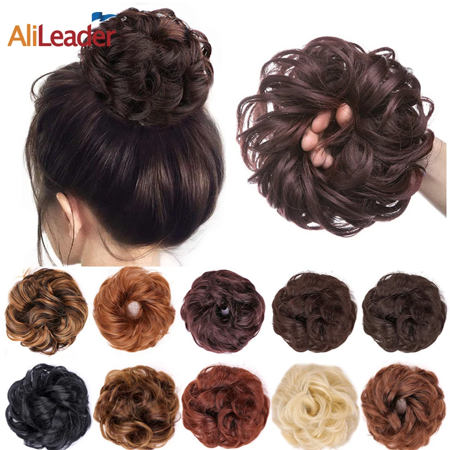 Curly Hair Bun Synthetic Hair Bun Chignon Elastic Bands Ponytail Curly Hair - £8.36 GBP