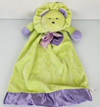 VTG Dakin Bear Lion Lovey Baby Blanket Green Purple Satin Trim Bow Security HTF - $89.09