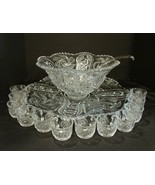 Vintage EAPG McKee Glass Punch Bowl Set w/ Underplate ca .1905 - £358.88 GBP