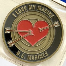 US Marines I Love My Marine Red Heart Target Challenge Coin &amp; Plastic Ca... - £14.99 GBP