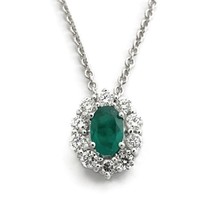 Authenticity Guarantee 
Oval Green Emerald Diamond Halo Gemstone Pendant Neck... - £1,434.84 GBP