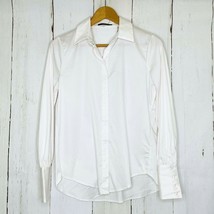 T Tahari Women&#39;s size XS Long Sleeve Button Front Blouse Collar Cuffs White NEW - £35.54 GBP