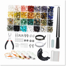 1784Pcs Gemstone Crystal Beads Ultimate Jewelry Making Kit with Silver Charms an - £51.95 GBP