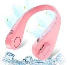 Neck Fan Portable Bladeless Fan Rechargeable, 360° Hands Free Around Neck (Pink) - £18.25 GBP