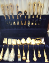 54 Pc SET GOLDEN VERSAILLES PATTERN HOME CONCEPTS GOLD FLORAL STAINLESS ... - £96.89 GBP