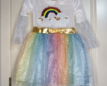 Unicorn Sequined Dress w Gold Wings Halloween Costume Child Small aprox ... - $14.54