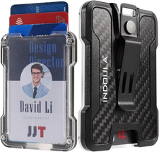 Carbon Fiber Badge Holder/Card Holder,Durable Id/Credit Holder with Meta... - £18.27 GBP