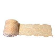 Vintage Lot Scalloped Lingerie Stretch Pink Floral Lace Trim Roll 3.25” Wide - £26.14 GBP