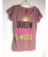 Cute 4 U Girls Sz 10 12 Short Sleeve Graphic Tee Flawless T shirt Queen ... - $8.90