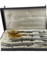 Cilquin Belgium Silverplated Bone Serving Set Edwardian Antique Boxed 4 ... - £62.80 GBP