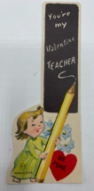 Valentines Day Vintage Greeting Card For Teacher Little Girl with Pencil... - £3.78 GBP