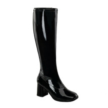 Sexy WIDE CALF Black Block Heel Retro Gogo Costume Knee Boots GOGO300WC/B - $63.95