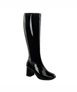 Sexy WIDE CALF Black Block Heel Retro Gogo Costume Knee Boots GOGO300WC/B - $87.46 CAD