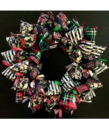 Little Black Dress Traditional Christmas Wreath With Holly and Plaids - $51.95