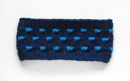 dark blue women headband with lotus pattern, soft merino wool headband, ... - £20.57 GBP+