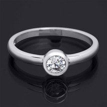 1/5 Carat Round Cut CZ Solitaire Promise Engagement Ring Solid Sterling Silver - £32.67 GBP