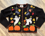 Tiara International White Ghost Halloween Sweater Cardigan Button Size 1... - £15.99 GBP