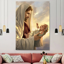 Jesus and Children Canvas Wall Art Gift for Jesus Christ Canvas Wall Art Poster - £18.50 GBP+