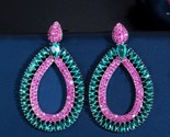 Lue big dangle pear shape earrings full pave cubic zirconia crystal trendy costume thumb155 crop