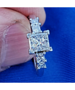Earth mined Diamond Princess Engagement Ring 1carat Platinum Hand made S... - $8,409.59 CAD