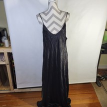 Womans Unbranded Black Satin Crinkle Spaghetti Strap Tank Maxi Dress Siz... - $29.84