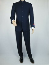 Men Apollo King Banded Collarless suit Mandarin 5 Buttons Wide leg M5-2 ... - £117.26 GBP