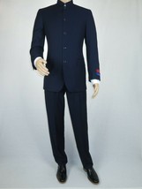 Men Apollo King Banded Collarless suit Mandarin 5 Buttons Wide leg M5-2 ... - £100.15 GBP