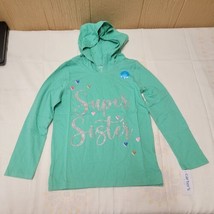 Carter&#39;s Girls Super Sister Hoodie Long Sleeve t-Shirt Sz 8 Turquoise - £14.62 GBP
