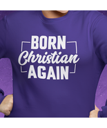 Heavy Blend™ Crewneck Sweatshirt &quot;Born Again&quot; white graphic - $556.75 MXN+