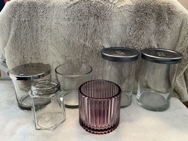 Glass Jars Crafts DIY Crafts Organize Storage Various Sizes Lot Of 7 - £9.34 GBP