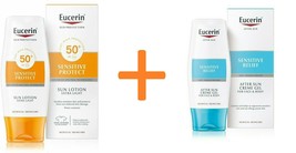 Eucerin Sensitive relief cream gel + Eucerin Sensitive Protect SPF50 2x150ml - £36.37 GBP