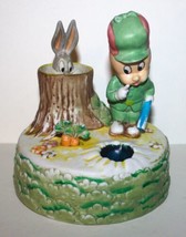 Looney Tunes Bugs Bunny &amp; Elmer Fudd Rabbit Hole Music Box 1989 Good Co ... - £19.37 GBP