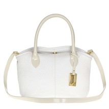 AURA Italian Made Genuine White Leather Small Tote Purse Handbag - £278.75 GBP