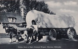 Golden Gate or Bust Covered Wagon Kearney Nebraska NE 1949 Ogallala Postcard B13 - £2.30 GBP