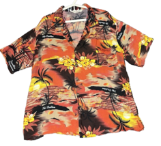 Aremar Hawaiian Shirt Multicolor Mens Size 3XL Vacation Sunset Palm Trees - $9.50