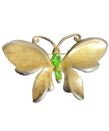 Napier Butterfly Brooch Pin Green Gem Body Gold Tone Wings 2.75 - $8.66