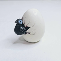 Hatched Egg Pottery Bird Single Duck Blue Mexico Hand Painted Clay Signed 203 - £22.15 GBP
