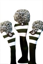 GREEN WHITE Classic Knit Sock golf club Headcovers Driver Fairway wood cover set - £808.97 GBP