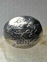 Happiness ring words love hope bliss joy grace beauty band size 8.75 sterling si - $64.35