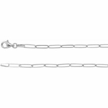 NEW Real Sterling Silver 2.6 mm Elongated Paperclip Link 16&quot; Chain - £76.37 GBP