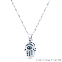Tiny Hamsa Hand Teal Blue Evil Eye Bead Pendant in 925 Sterling Silver &amp;... - €9,71 EUR+