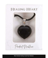 Black Obsidion heart Healing Crystal Heart Necklace - £14.74 GBP