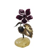 Vintage Bovano of Cheshire Enamel Flower with Brass Leaves Art Figure - £23.85 GBP