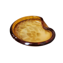 MCM Murano Alfredo Barbini Amber Beige Fold Over Dish Gold Fleck Art Glass Bowl - $74.24